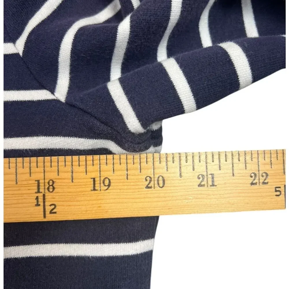 Lauren Ralph Lauren Navy Stripe Half Zip Hoodie Pullover Sweatshirt - L - Picture 10 of 10